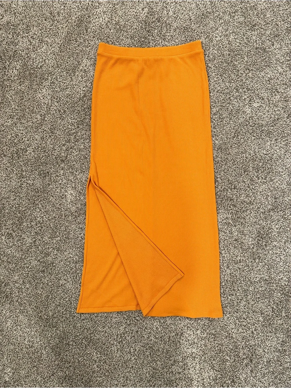 Old Navy Orange Ribbed Knit High Side Slit Maxi Skirt Size M